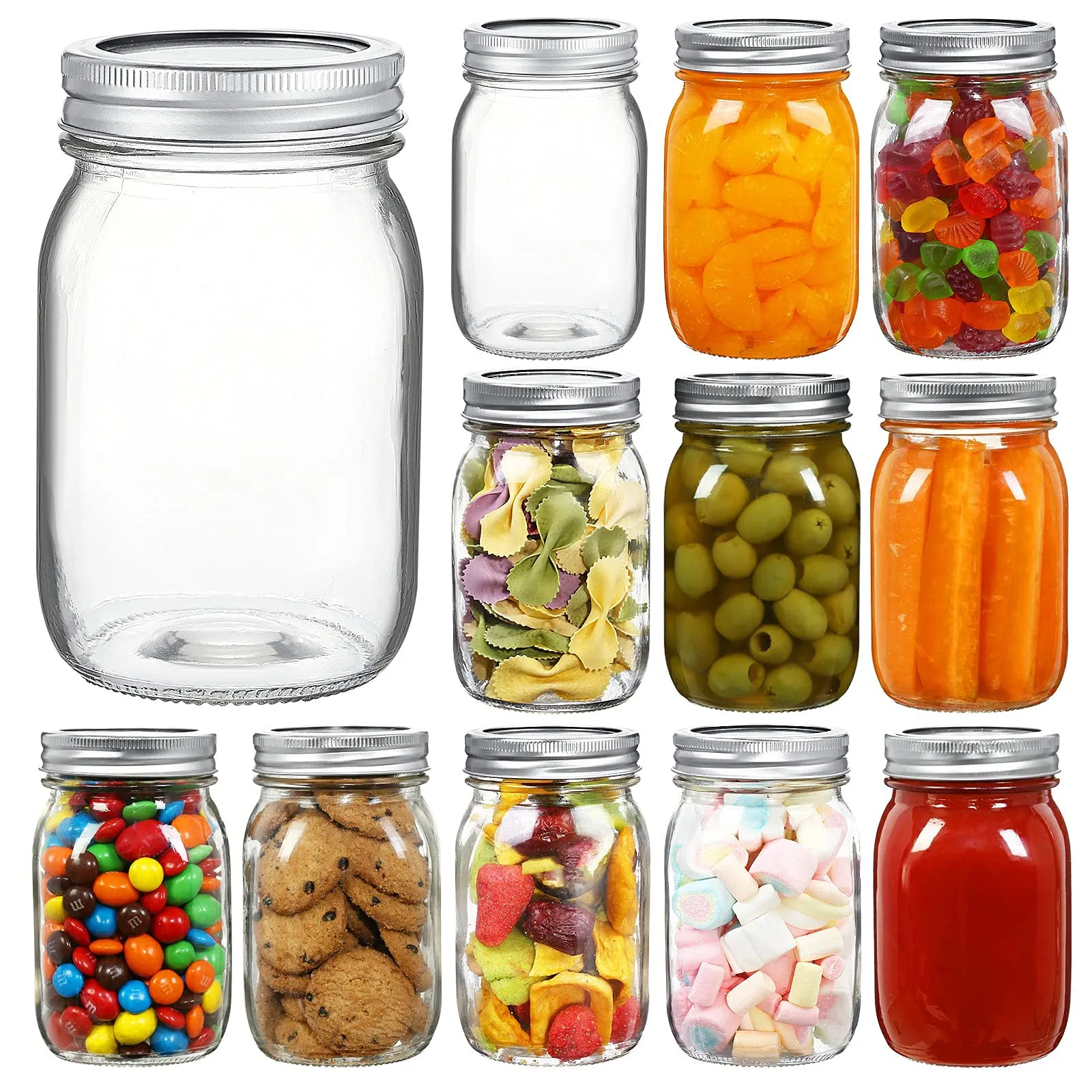 16 oz Wide-Mouth Glass Canning Mason Jars - 12 Pack