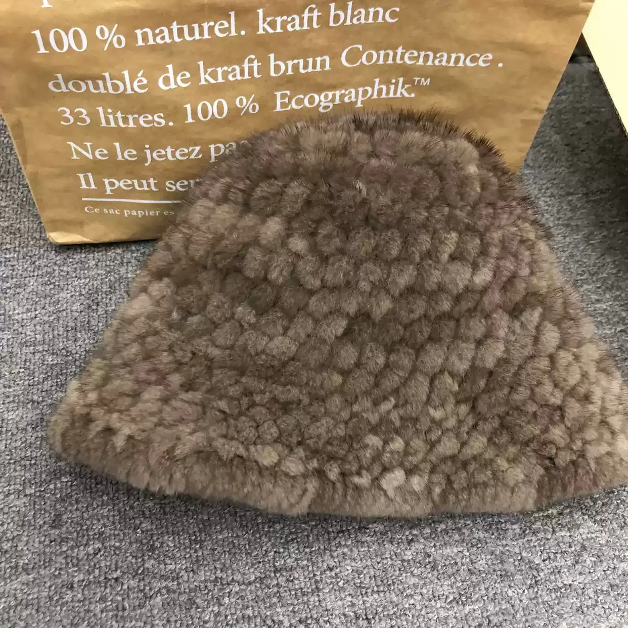 2023 homemade mink fur hat topper fisherman woven wool hat double-sided mink fur warm ear protection women's all-match