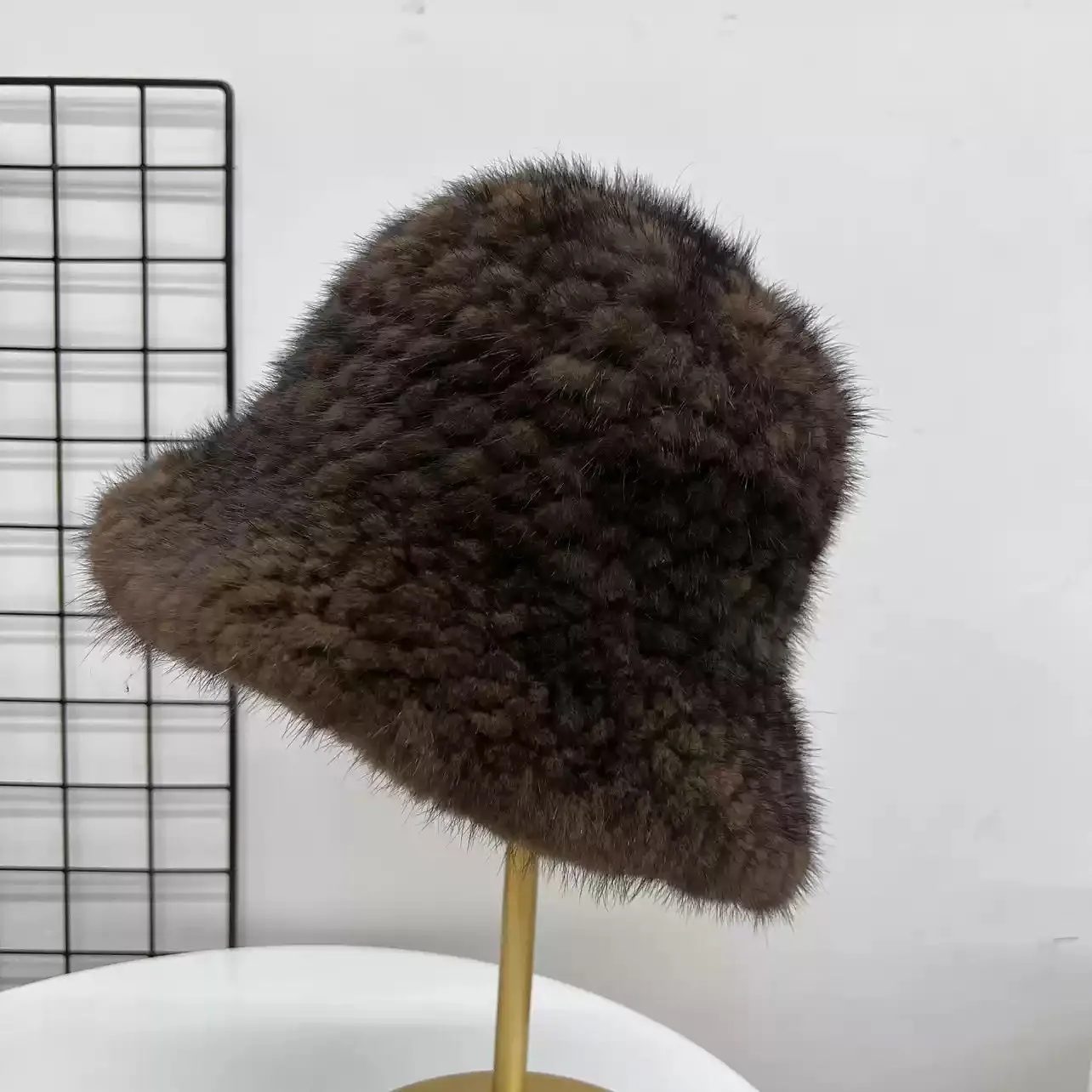 2023 homemade mink fur hat topper fisherman woven wool hat double-sided mink fur warm ear protection women's all-match