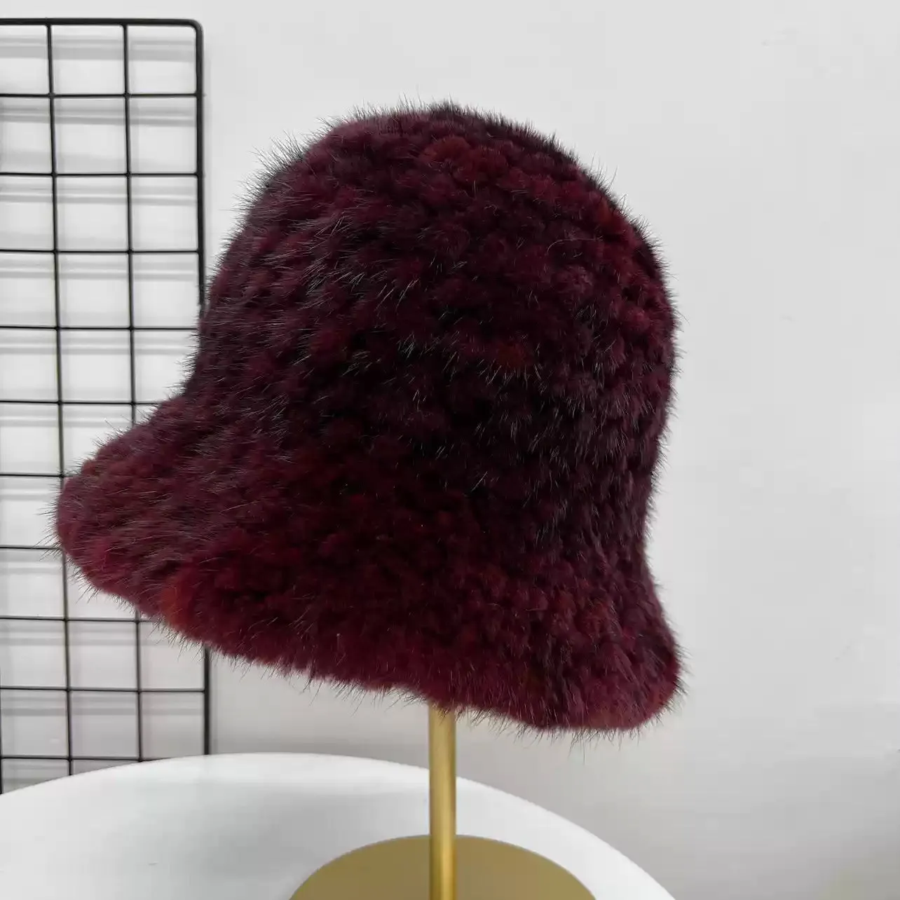 2023 homemade mink fur hat topper fisherman woven wool hat double-sided mink fur warm ear protection women's all-match