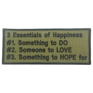 3 ESSENTIALS OF HAPPINESS PATCH - OLIVE GREEN