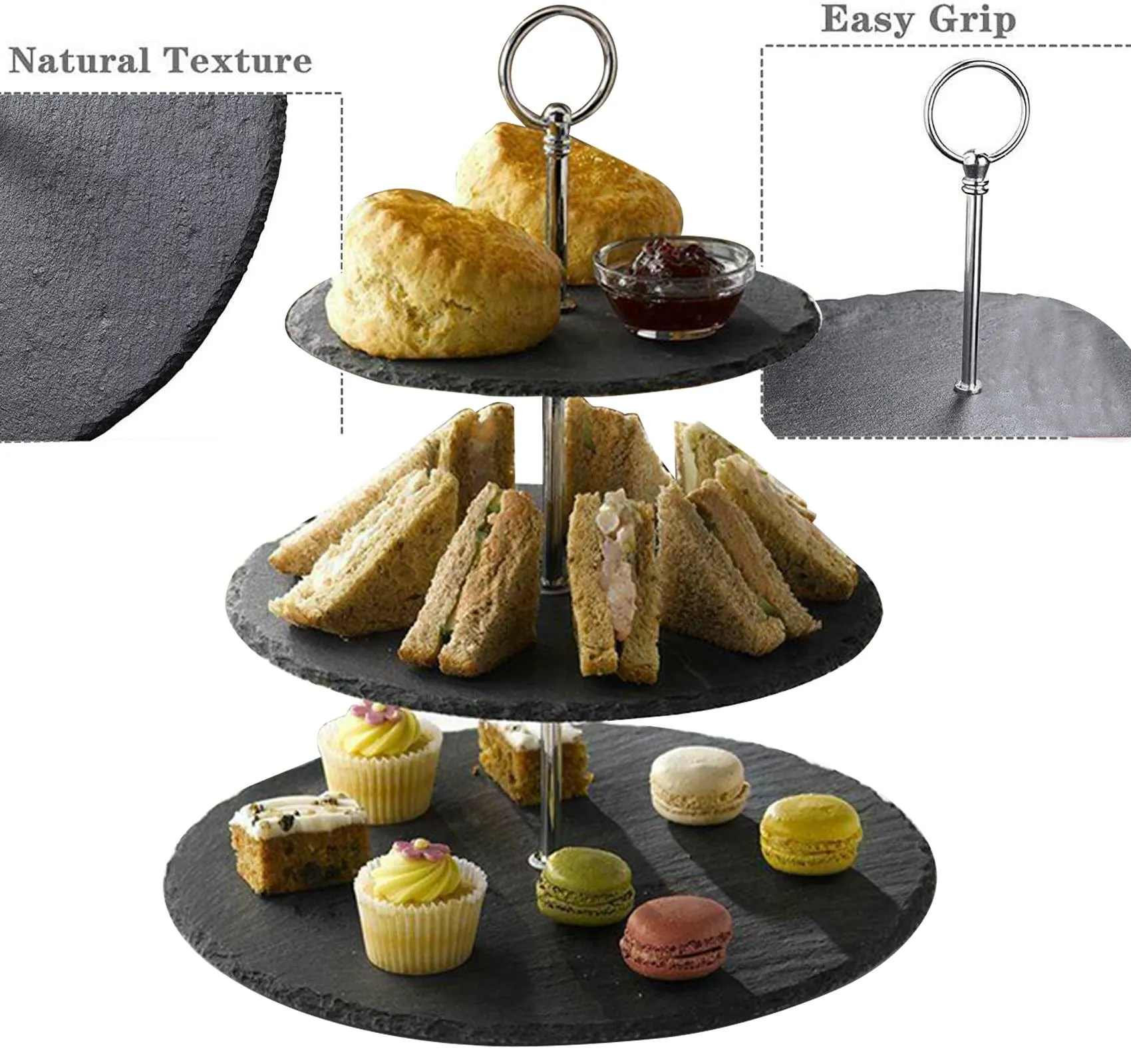 3 Tier Natural Slate Cake Stand