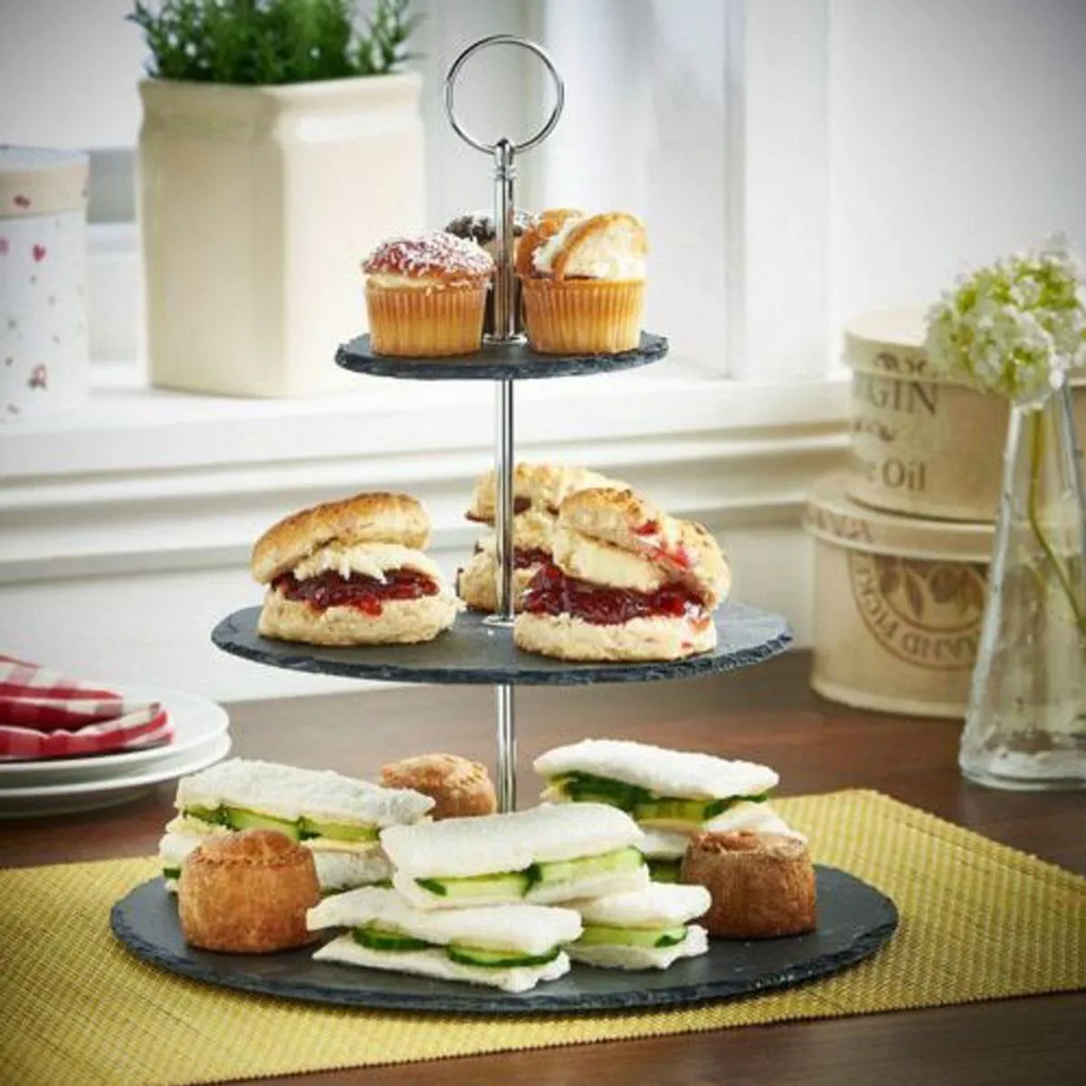 3 Tier Natural Slate Cake Stand