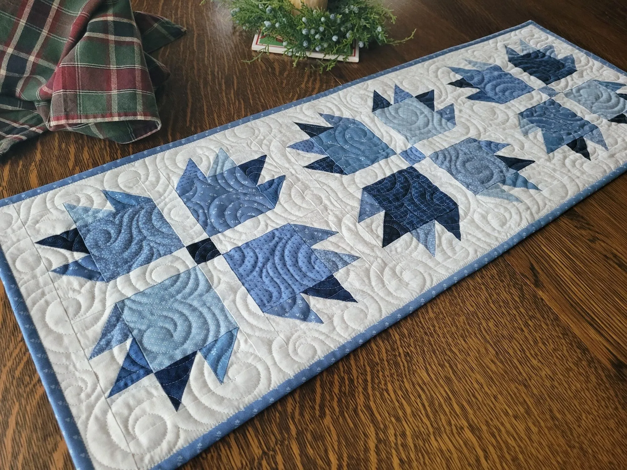 Blue Bear Paw Table Runner