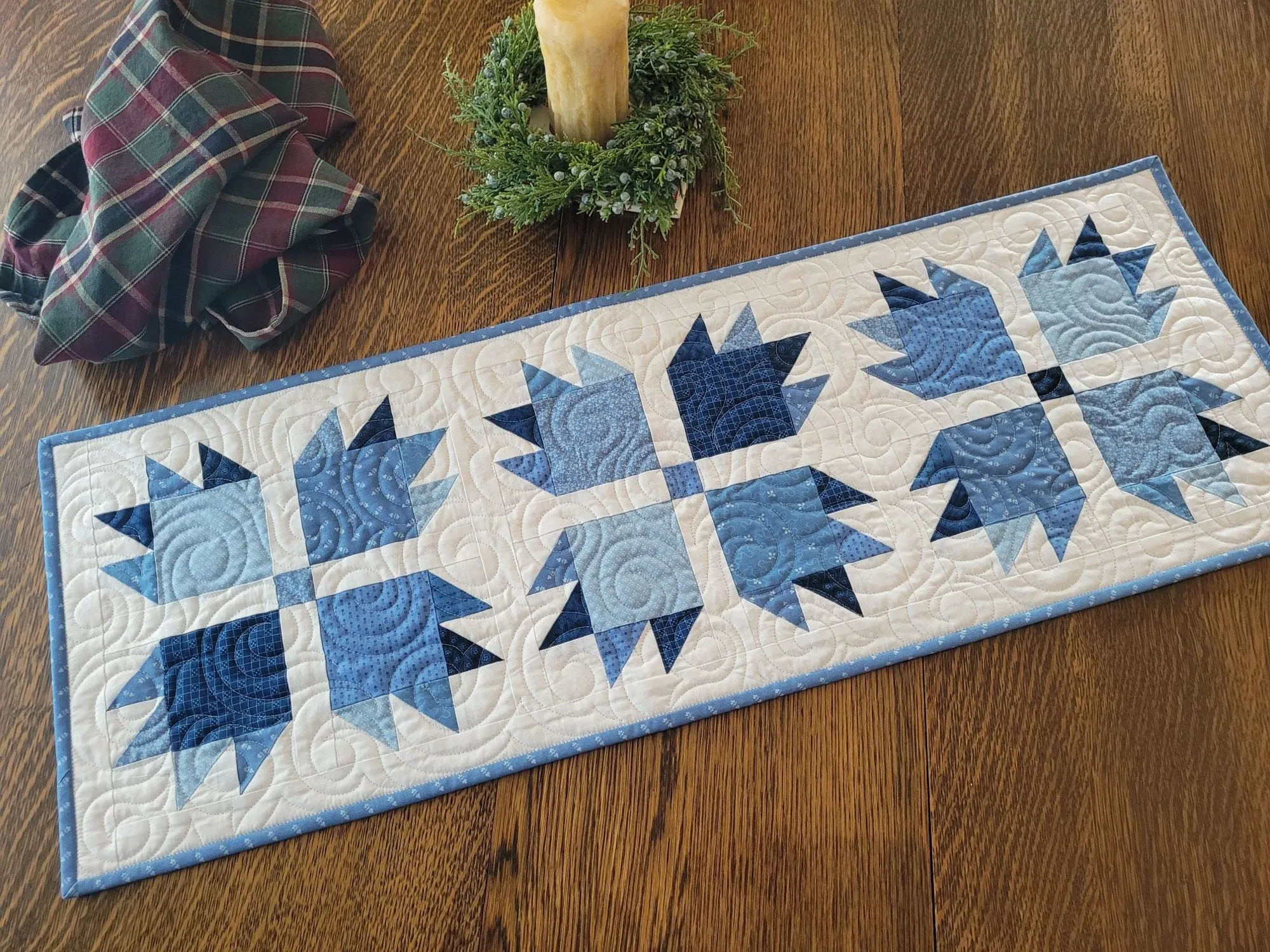 Blue Bear Paw Table Runner