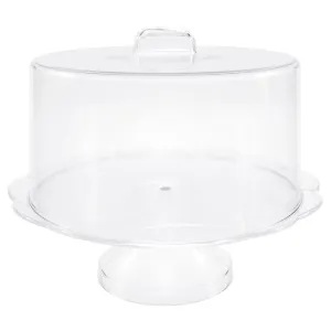 Break Resistant Plastic Cake Stand with Cover, Cake Plate with Dome, Pedestal Covered Dessert Display - 10" Dia