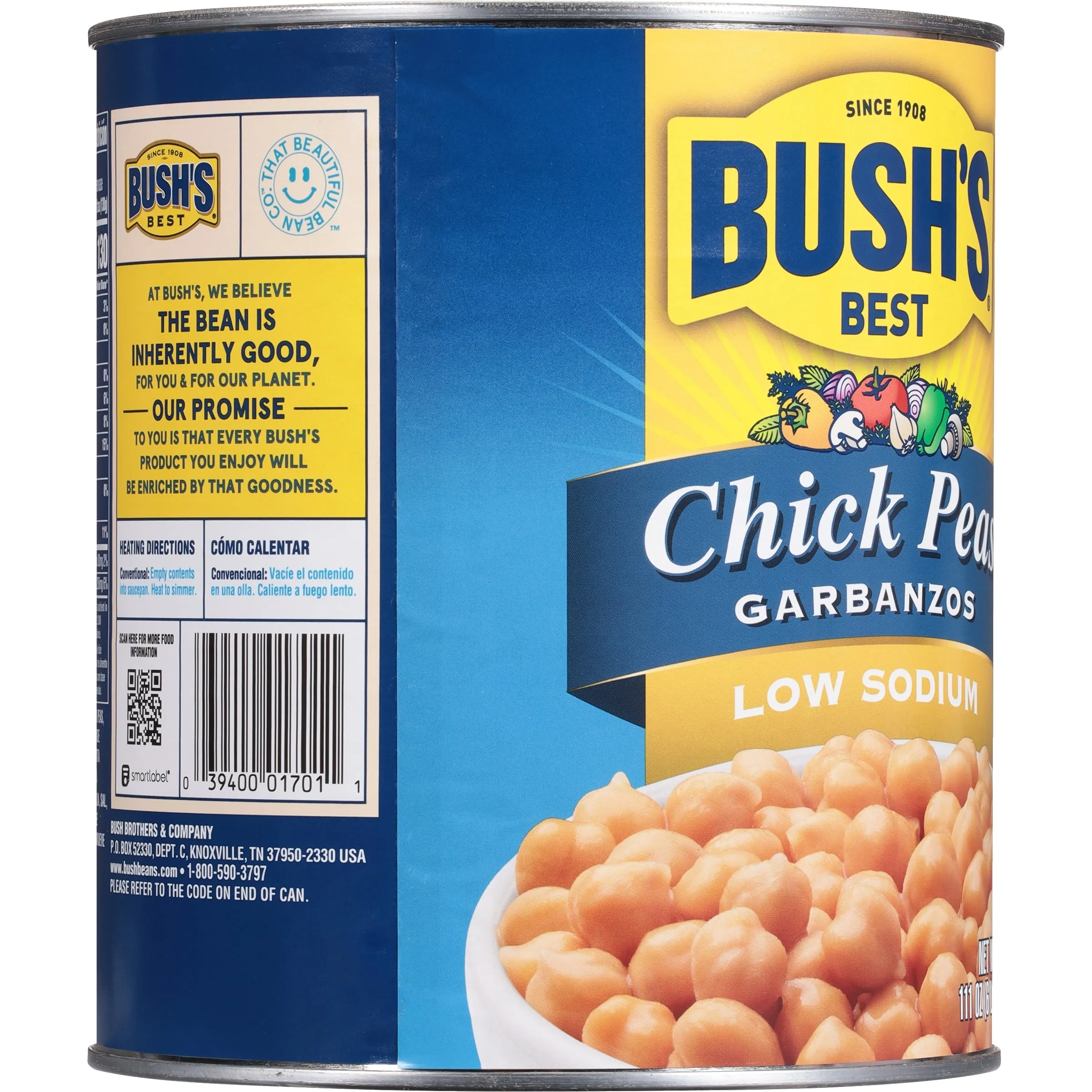 Bush's Low Sodium Garbanzo Beans, Canned Chickpeas, 111 oz Can