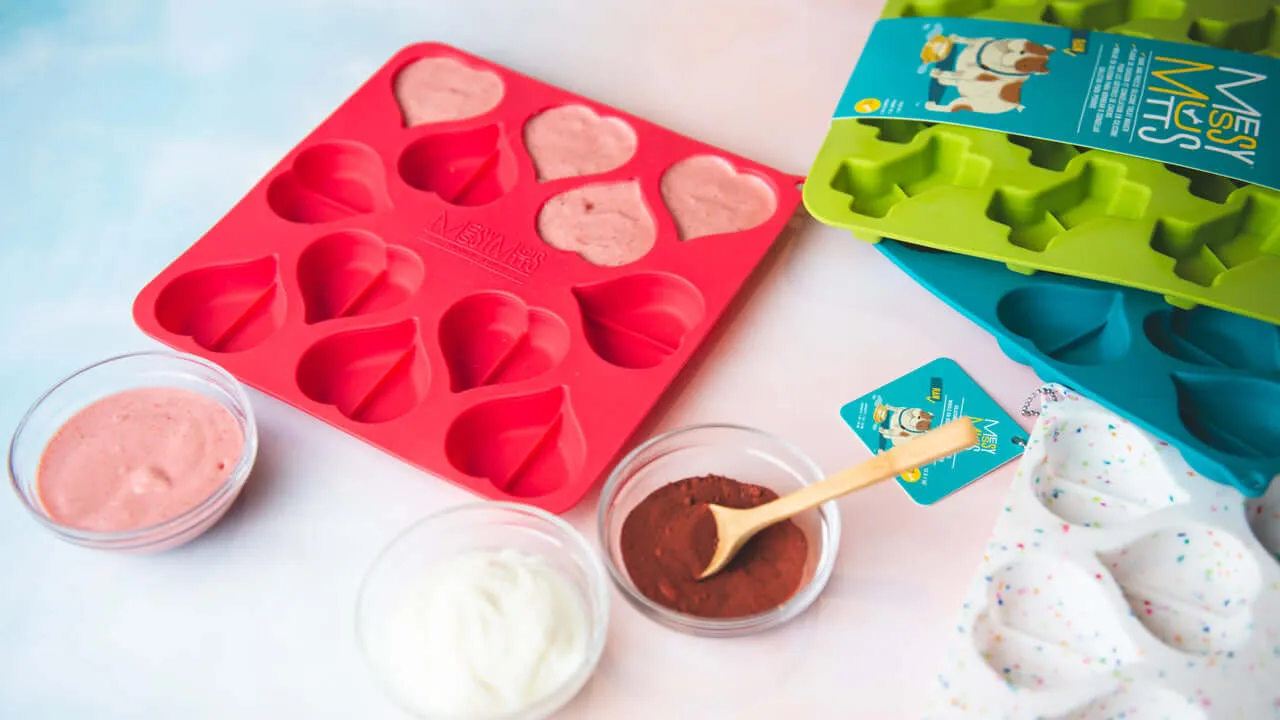 Confetti Heart Shape Silicone Bake and Freeze Dog Treat Molds