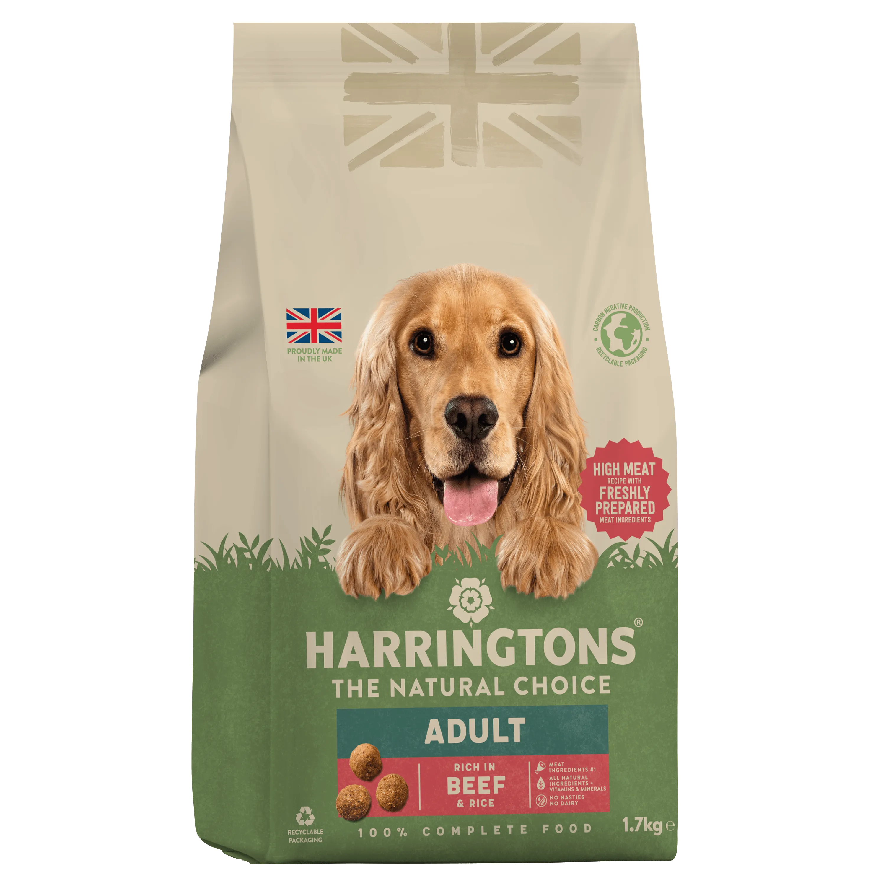 Dry Adult Dog Food Rich in Beef & Rice 1.7kg