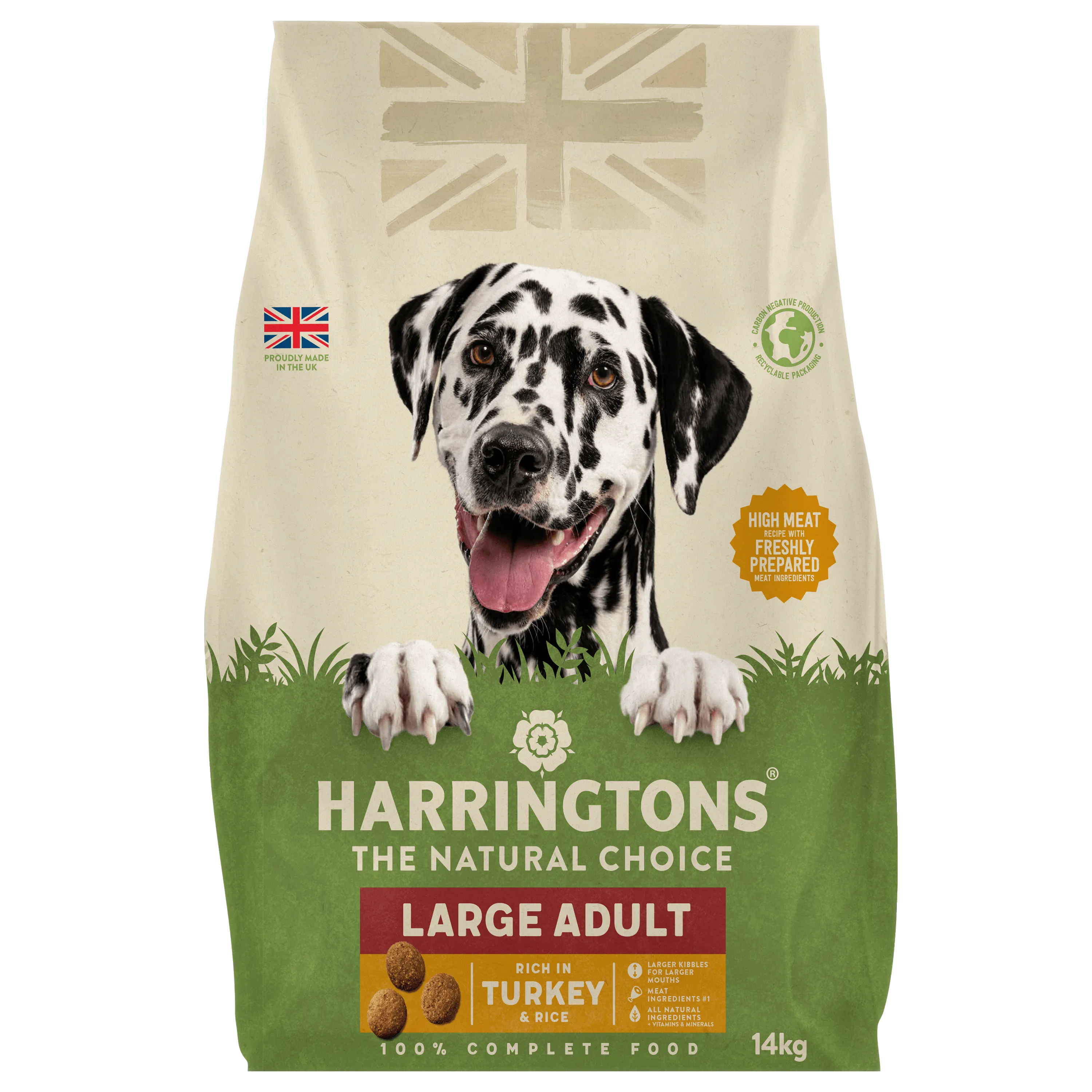 Dry Large Breed Adult Dog Food Rich in Turkey & Rice 14kg