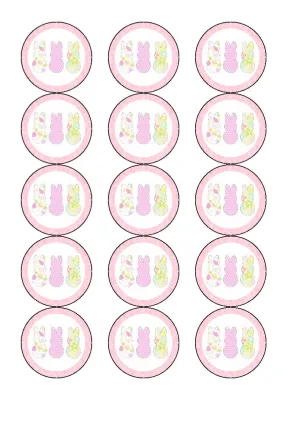 Easter Pastel Bunny Edible Cupcake and Cake Toppers