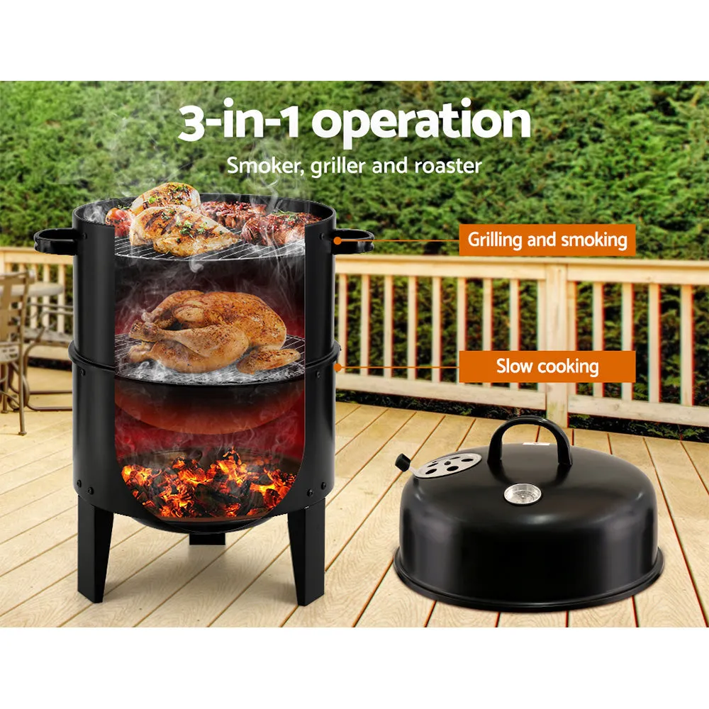 Fathers Day gift- the ultimate BBQ 3-in-1 Charcoal BBQ Smoker - Black