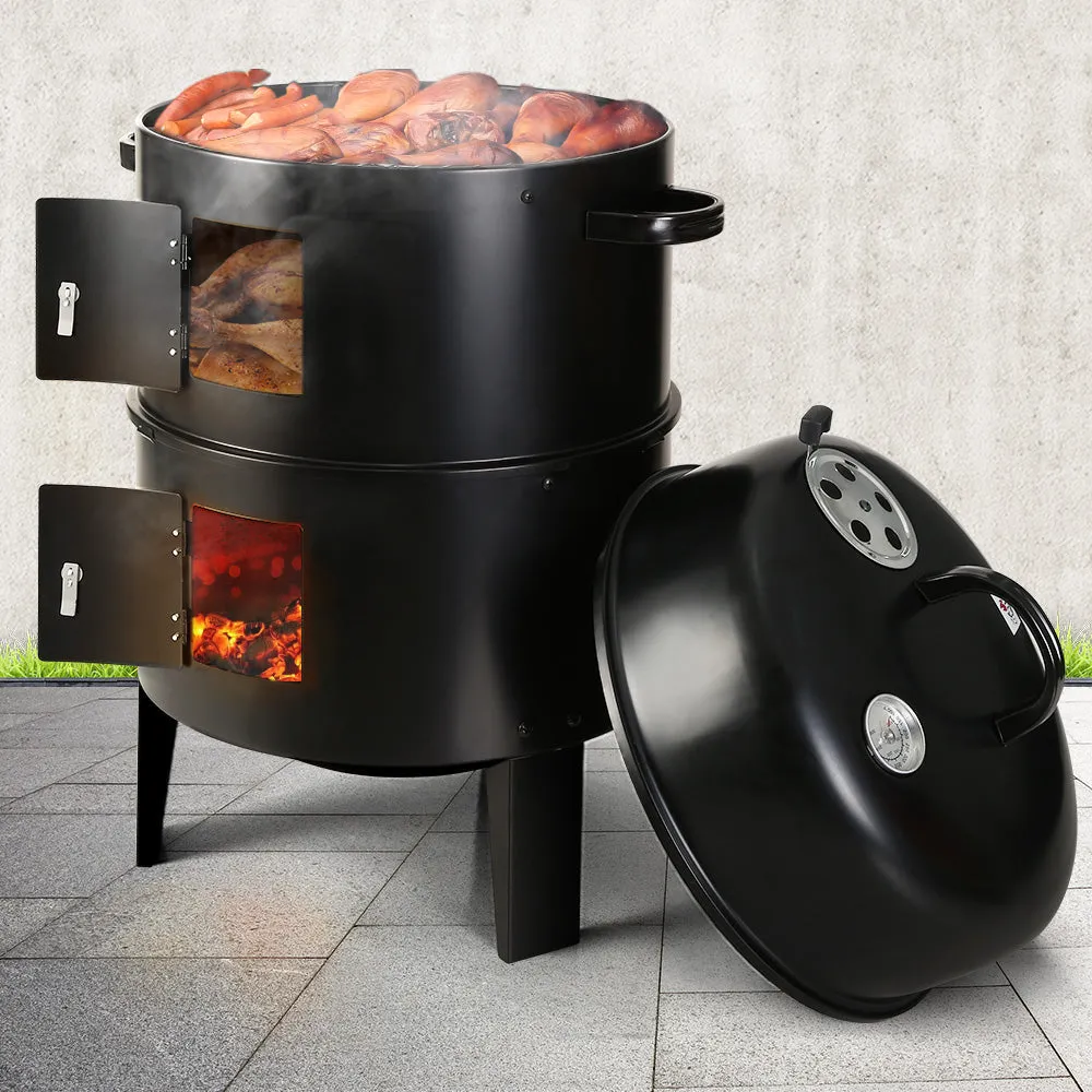 Fathers Day gift- the ultimate BBQ 3-in-1 Charcoal BBQ Smoker - Black