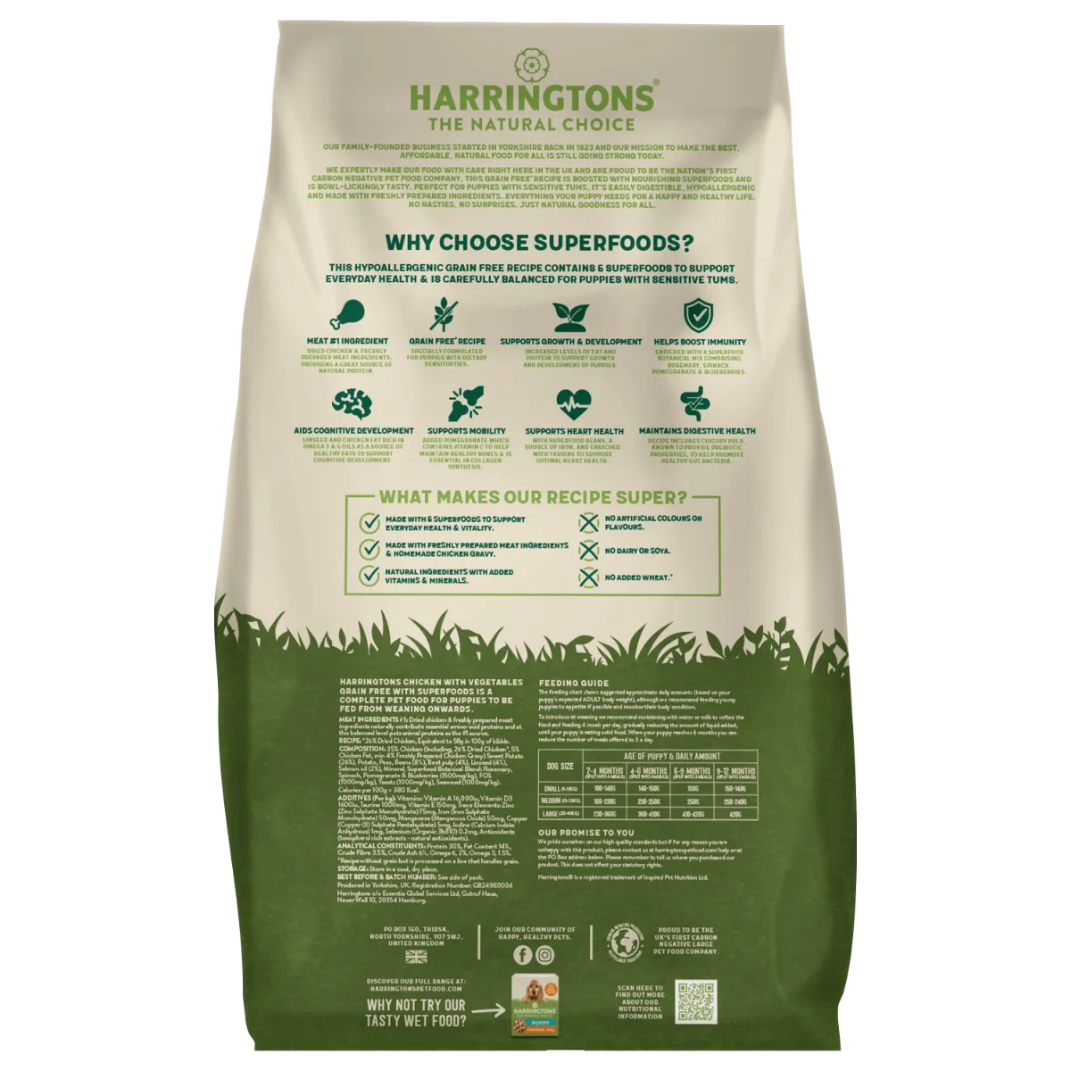 Harringtons Superfoods Grain-Free Dry Puppy Dog Food Chicken & Vegetables 10kg