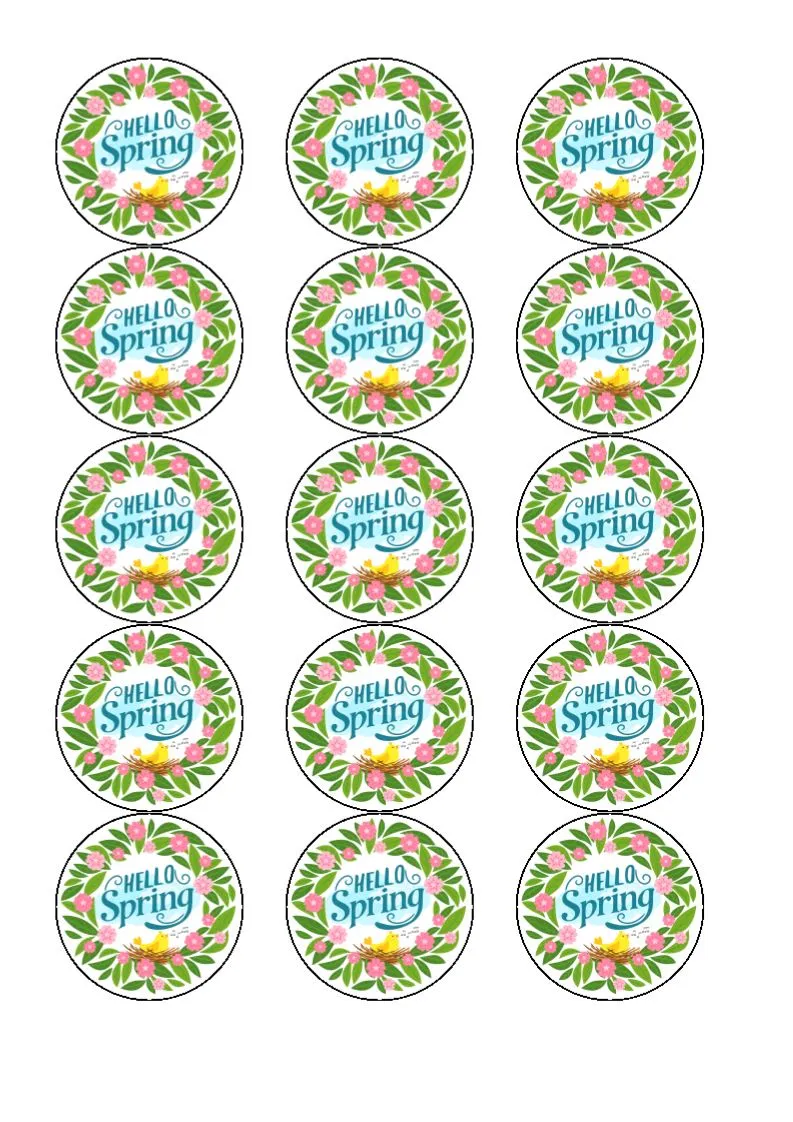 Hello Spring Cake/Cupcake Toppers