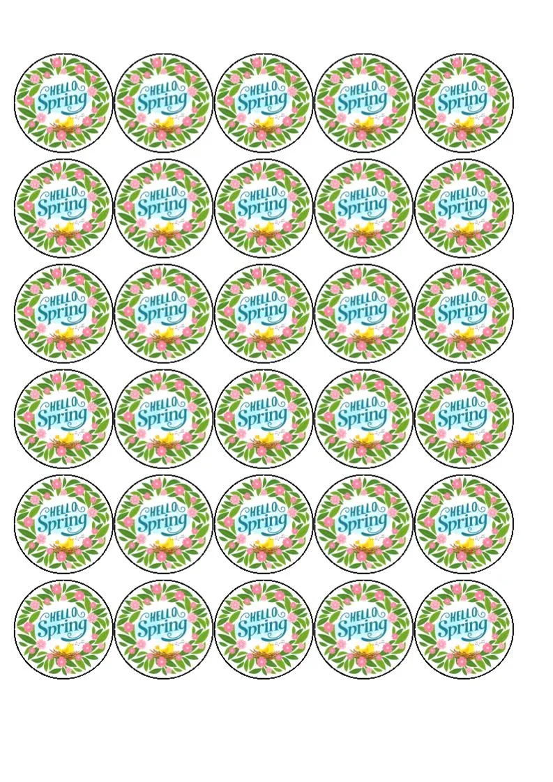 Hello Spring Cake/Cupcake Toppers