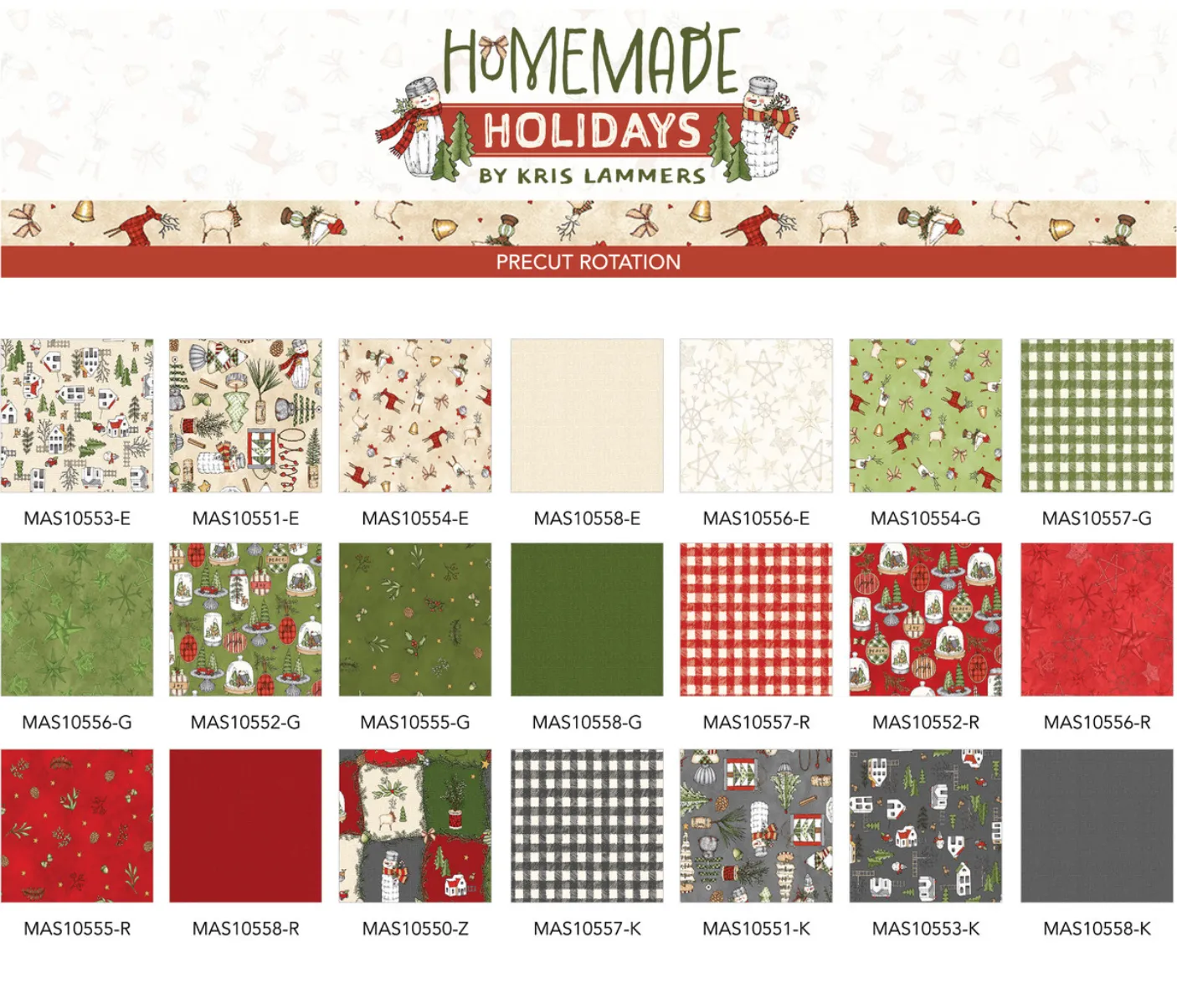 Homemade Holidays | Fat Quarter Bundle by Kris Lammers for Maywood Studio | 21 pcs