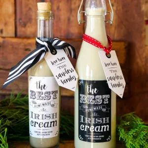 Irish Cream Christmas Gift Tags | Bottle Label Stickers and Gift Tags