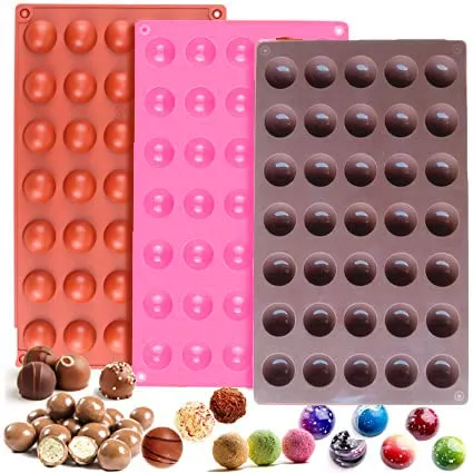 KARP 35-Cavity Round Silicone Chocolate Mold - Flexible, Easy-Release Chocolate Mold for Homemade Caramels, Jelly, Gummy, Ice Cubes, Truffles - Multicolor (1 Qty)