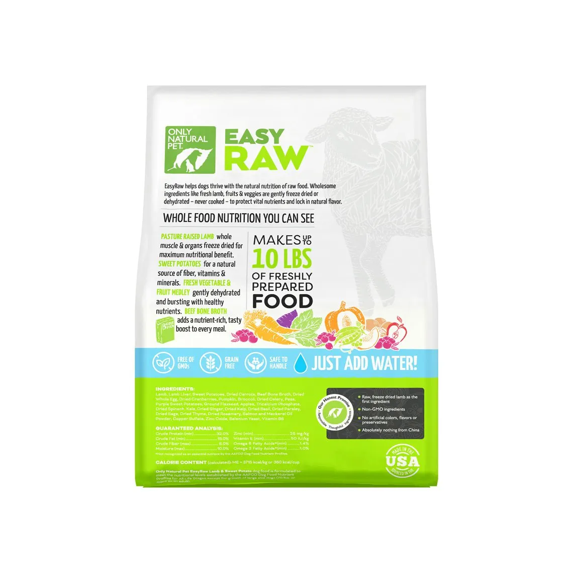 Only Natural Pet EasyRaw Free Range Lamb & Sweet Potato Feast Dehydrated Dog Food