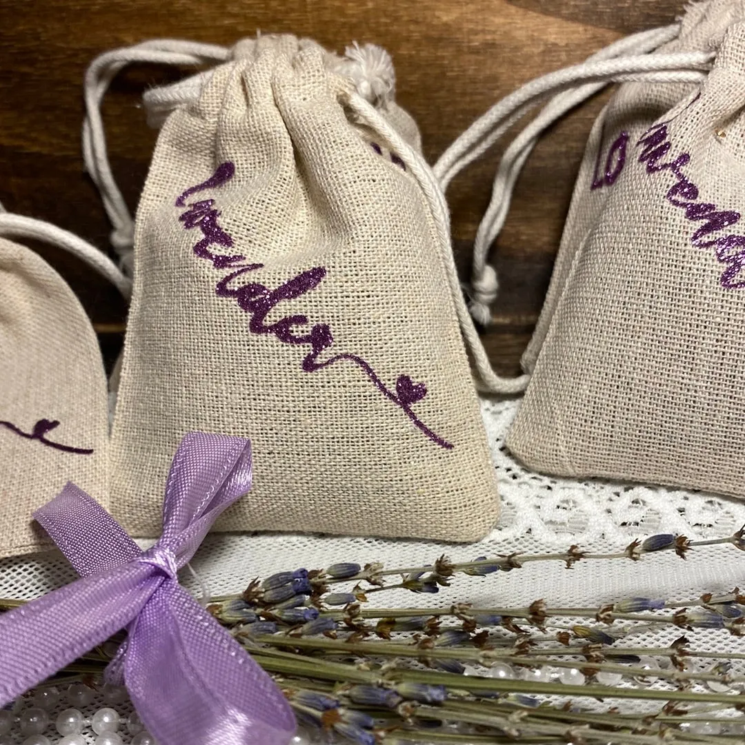 Organic Dried Lavender in our Handcrafted Satchel Bags