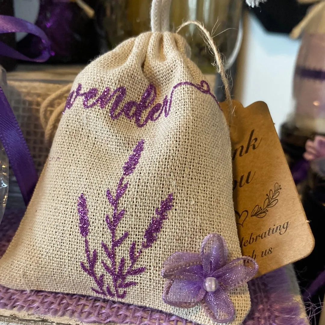 Organic Dried Lavender in our Handcrafted Satchel Bags