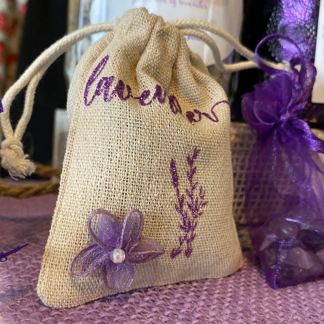 Organic Dried Lavender in our Handcrafted Satchel Bags