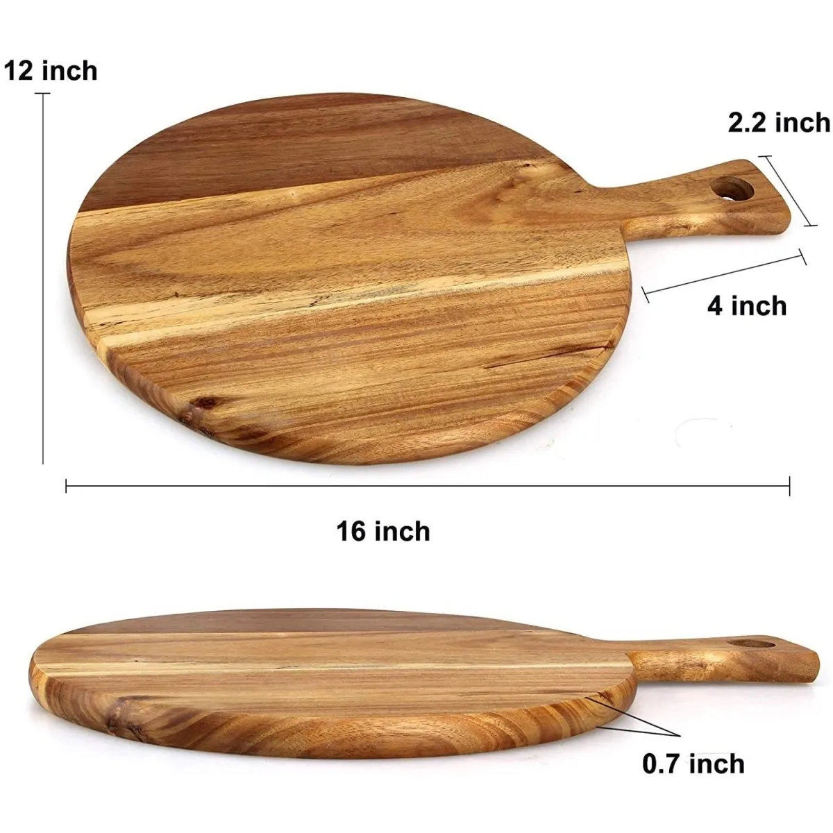 Personalized Round Acacia Wood Cutting Board with Handle