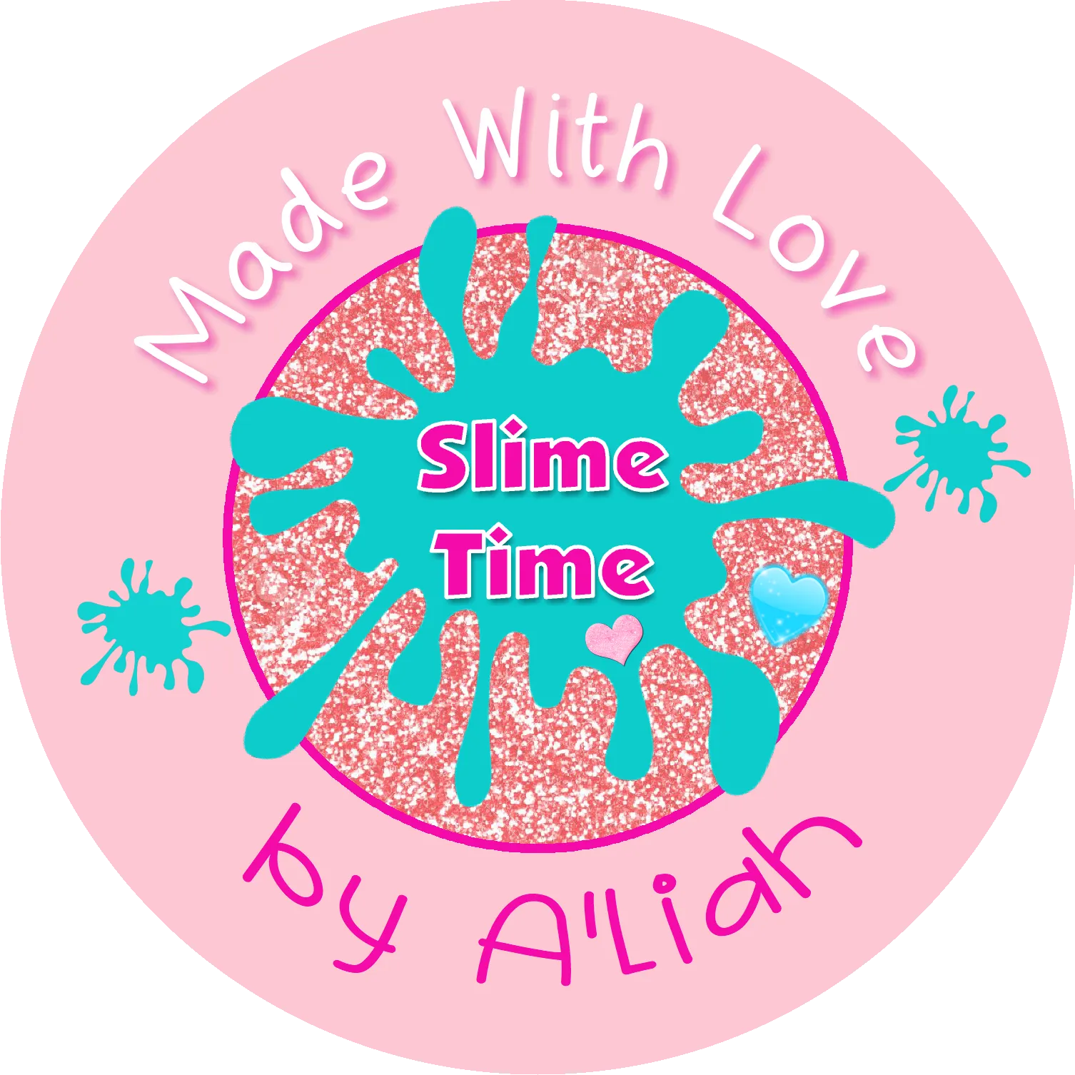 Personalized Pink Homemade Slime Labels - Custom Round Stickers for Craft Supplies