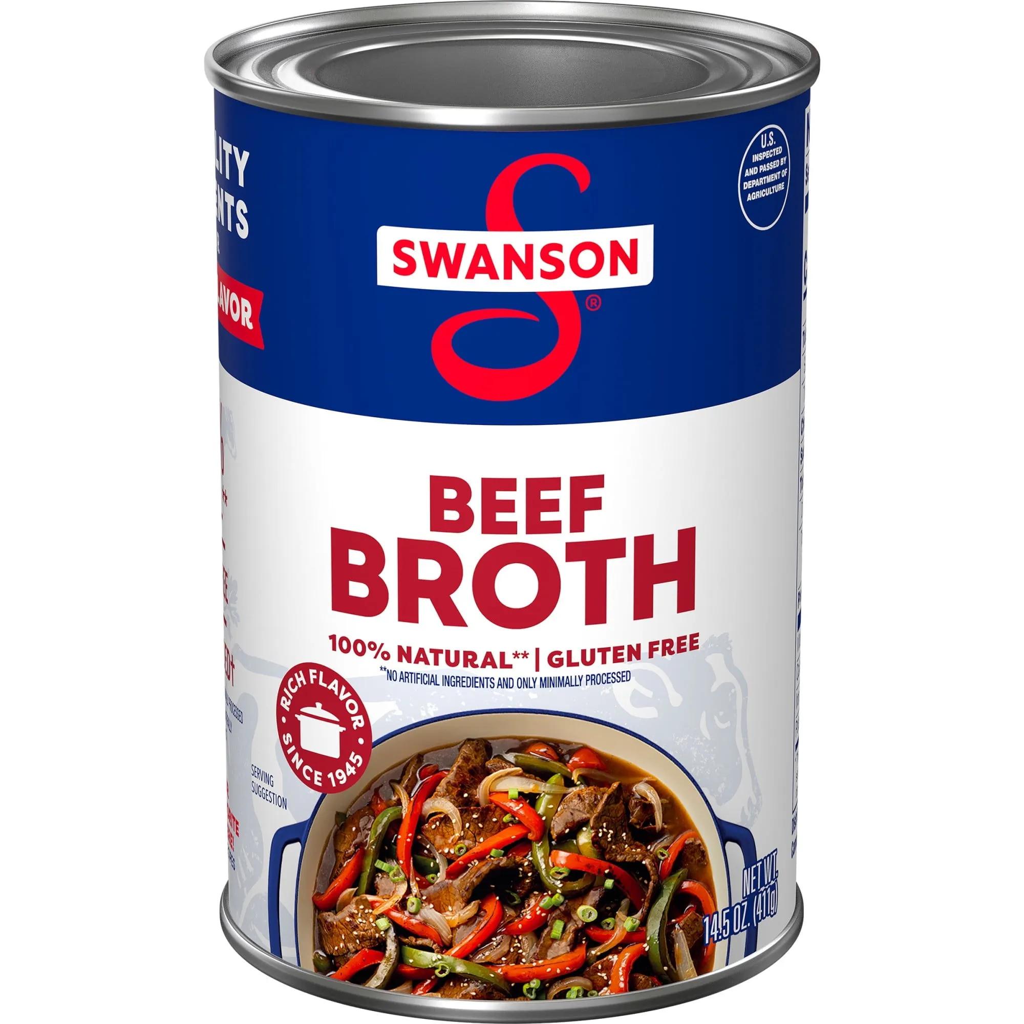 Swanson 100% Natural, Gluten-Free Beef Broth, 14.5 oz Can