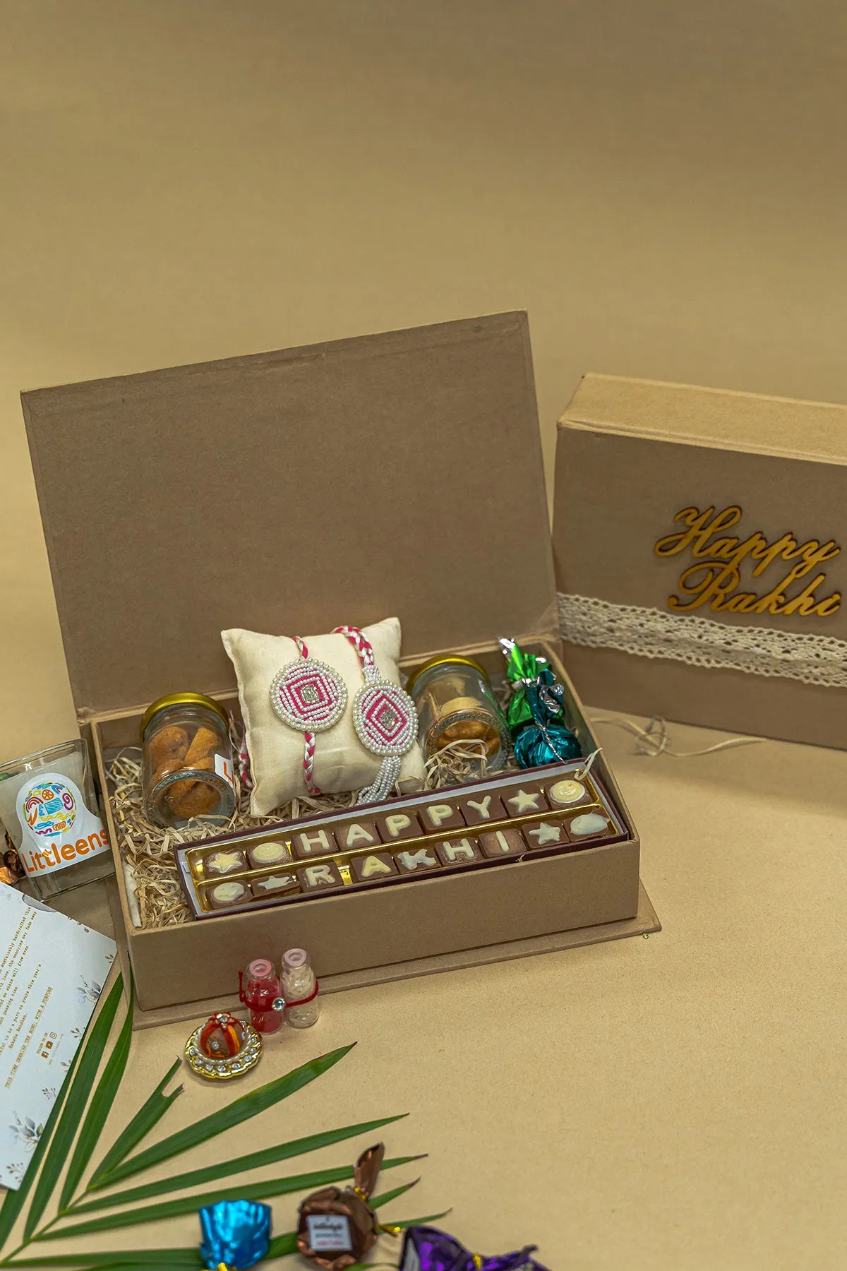 The Rakhi Hamper - Embroidered Rakhi and Lumba Set