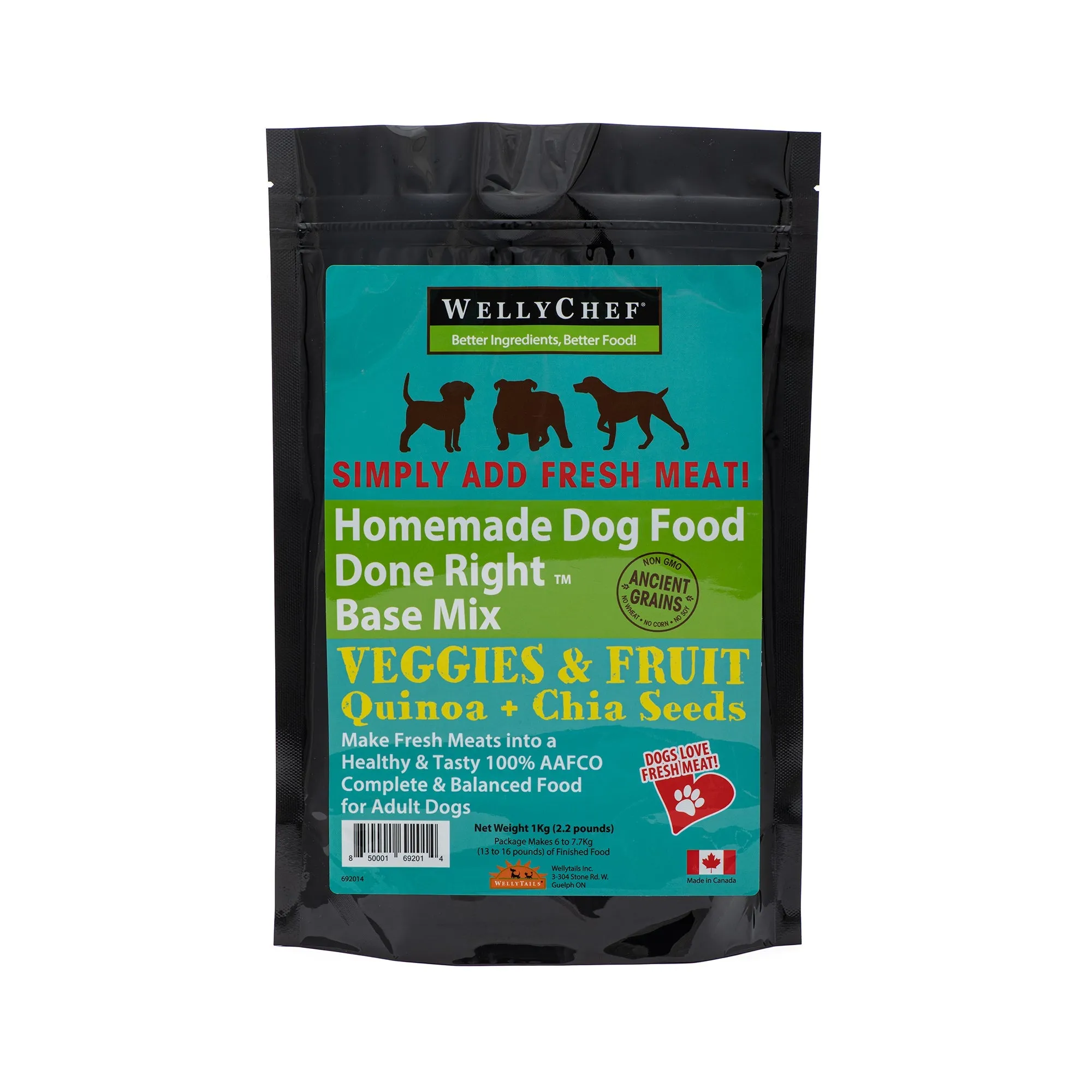 WellyChef Homemade Adult Dog Food Done Right BASE MIX  - Just Add Your Fresh Meat