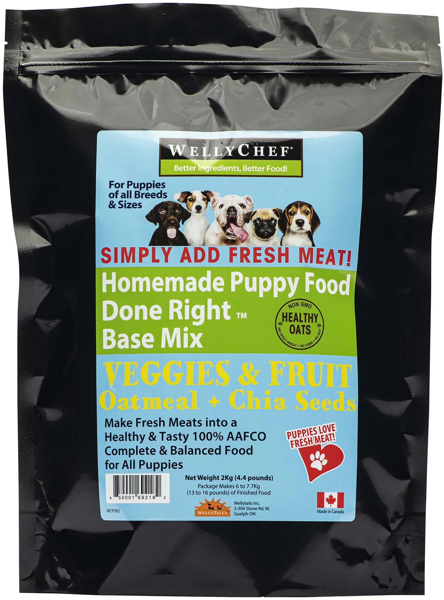 WellyChef  Homemade Puppy Food Done Right Base Mix - Just Add Fresh Meat