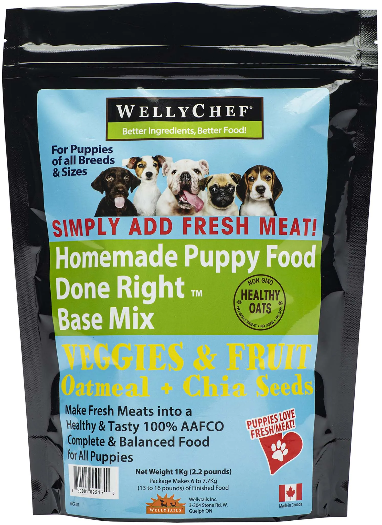 WellyChef  Homemade Puppy Food Done Right Base Mix - Just Add Fresh Meat